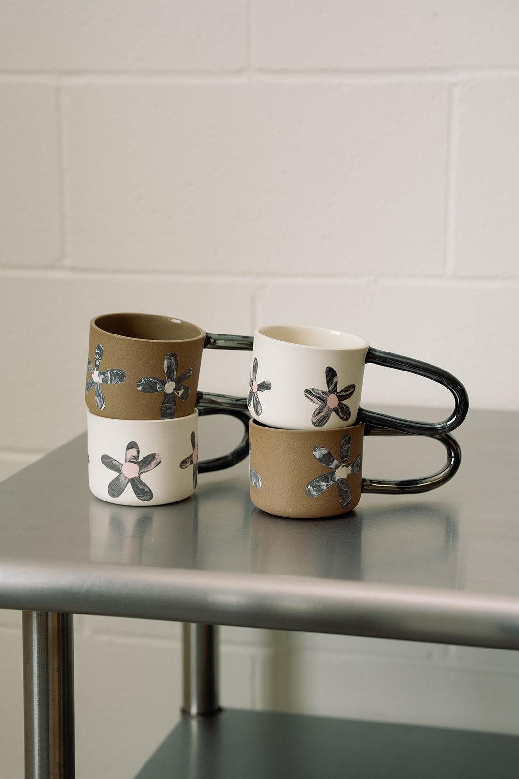 Pink/Black Flower Mug