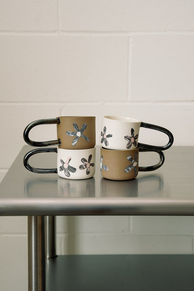 Pink/Black Flower Mug