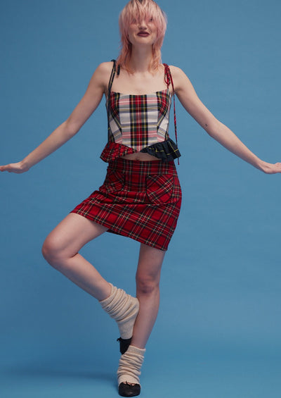Tate Mini Skirt, Red Plaid