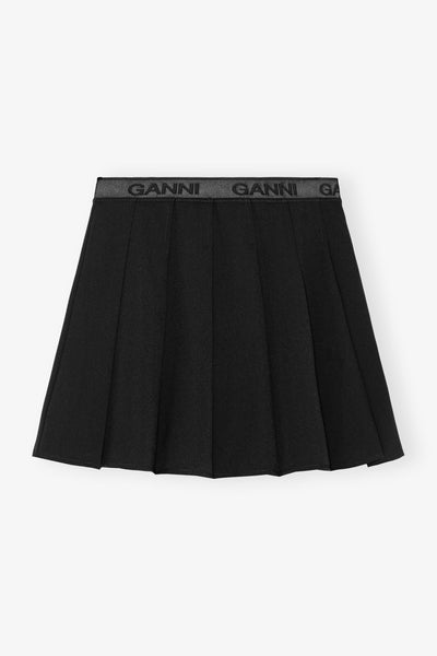 Black Light Twill Pleated Mini Skirt