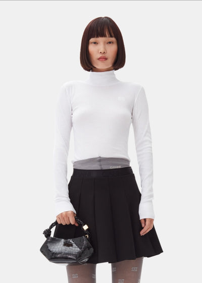 Soft Cotton Rib Long Sleeve T- Shirt, Bright White