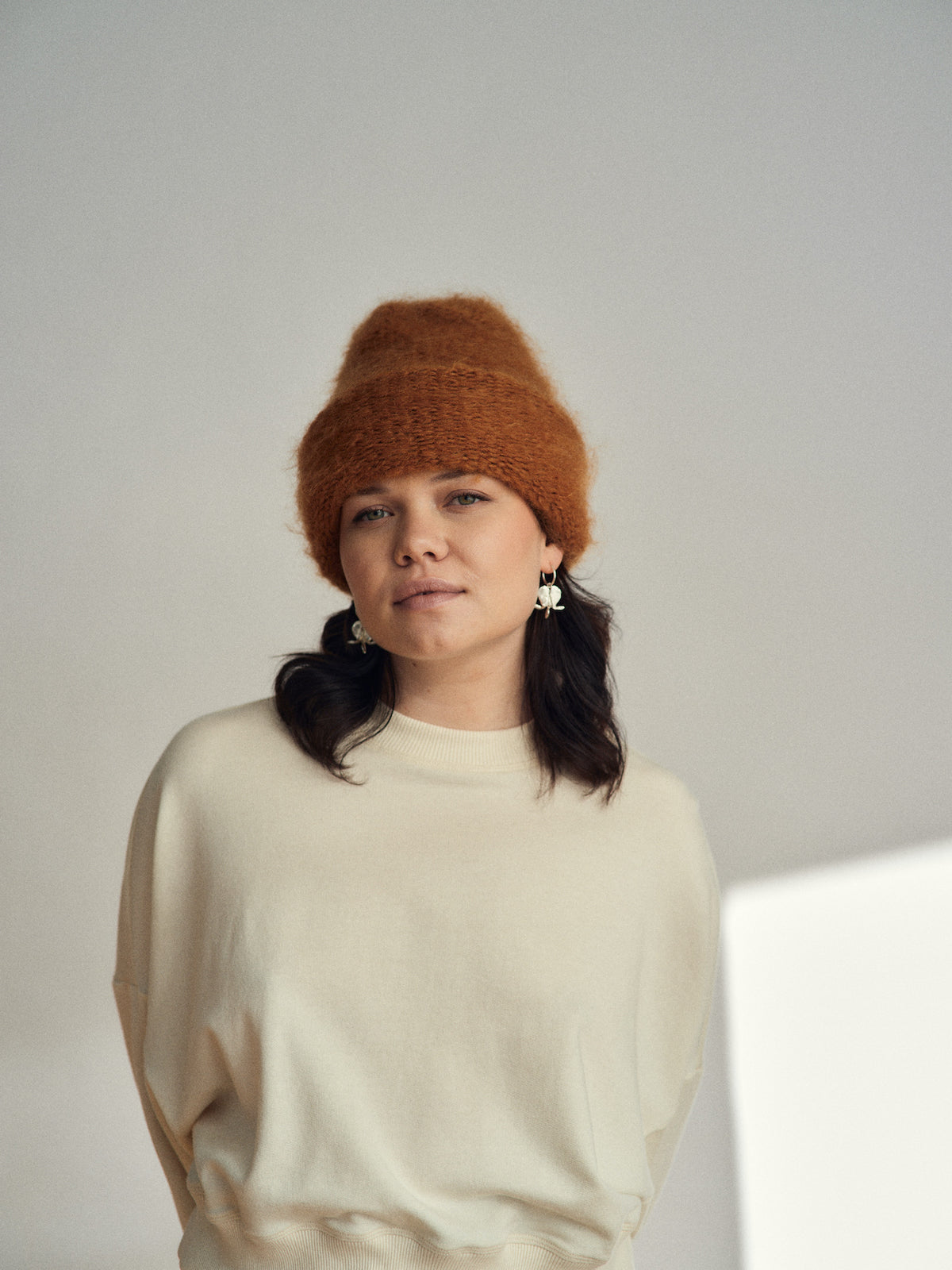 Cloud Mohair Beanie, Golden Latte