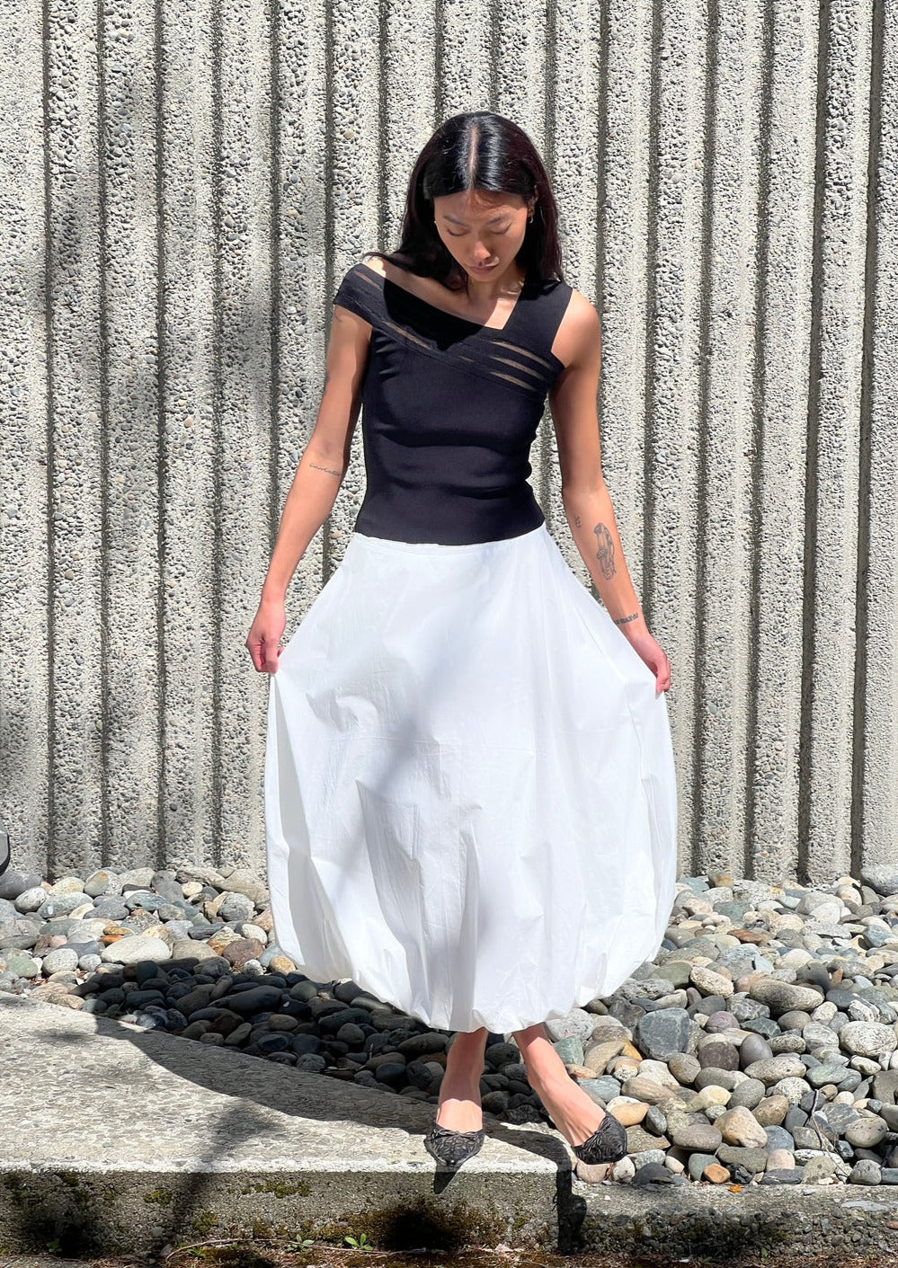 Hart Skirt White Poplin A Bronze Age Halifax Made in Canada Slowly Slowly