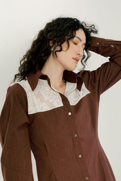 Hawthorne Dress, Wine Stripe