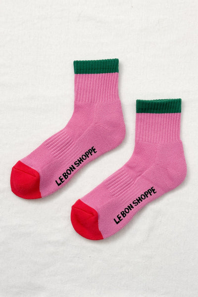 Color Block Girlfriend Socks, Rose Green