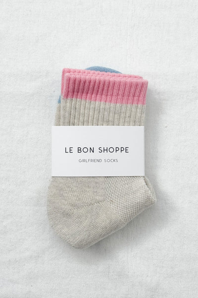 Color Block Girlfriend Socks, Grey Pink