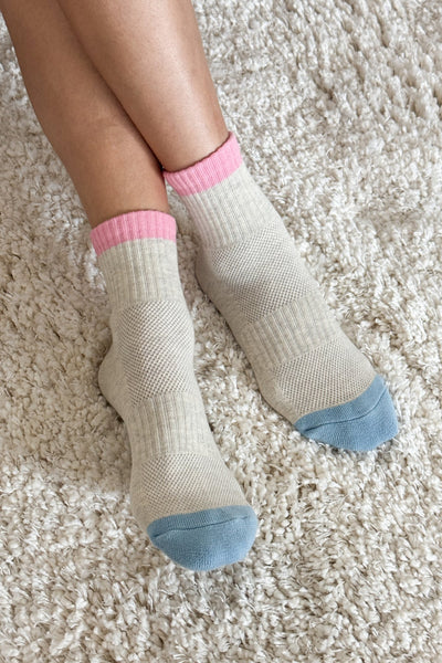 Color Block Girlfriend Socks, Grey Pink