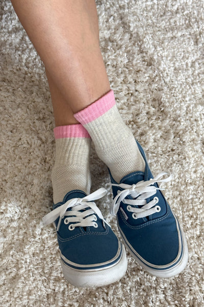 Color Block Girlfriend Socks, Grey Pink