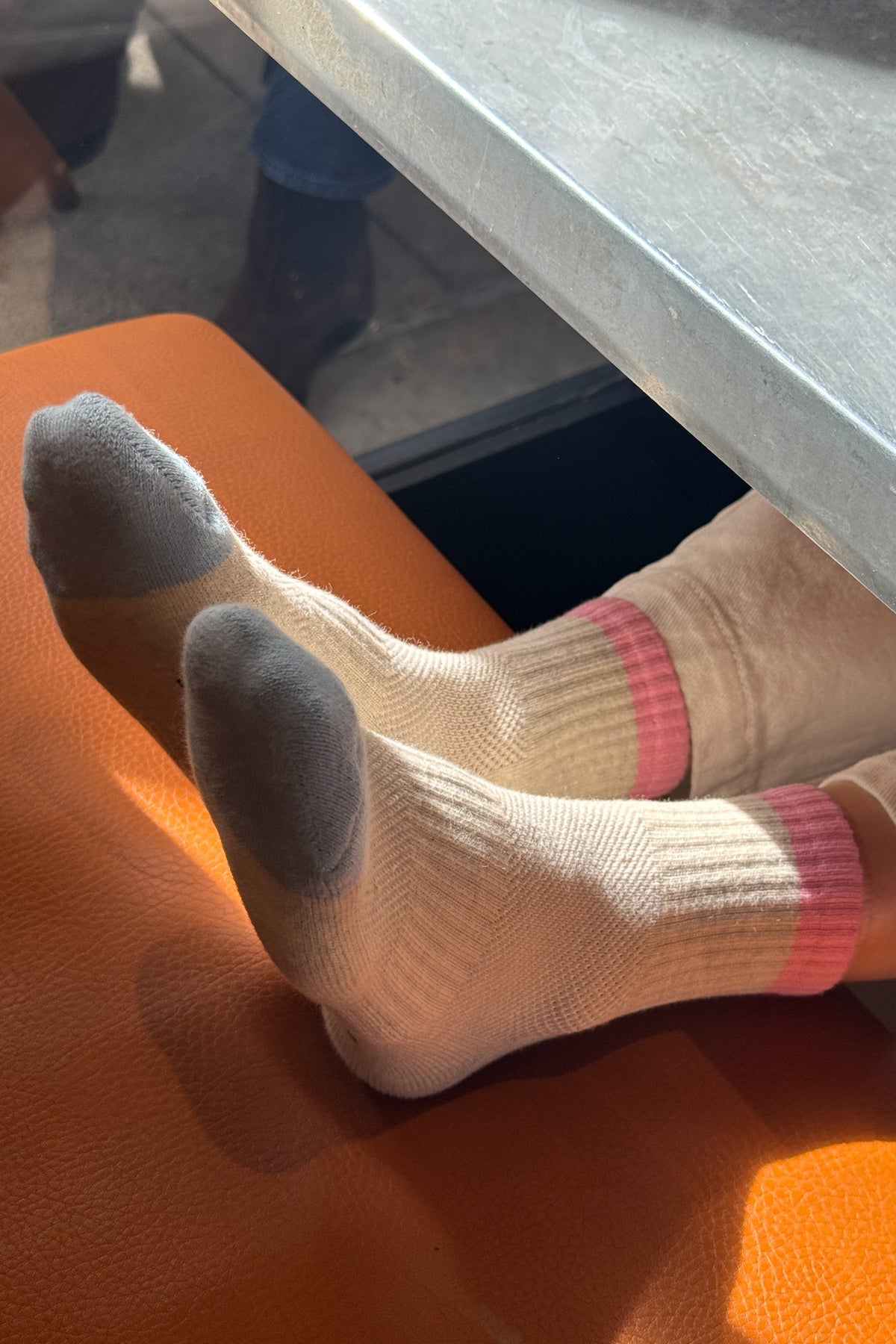 Color Block Girlfriend Socks, Grey Pink