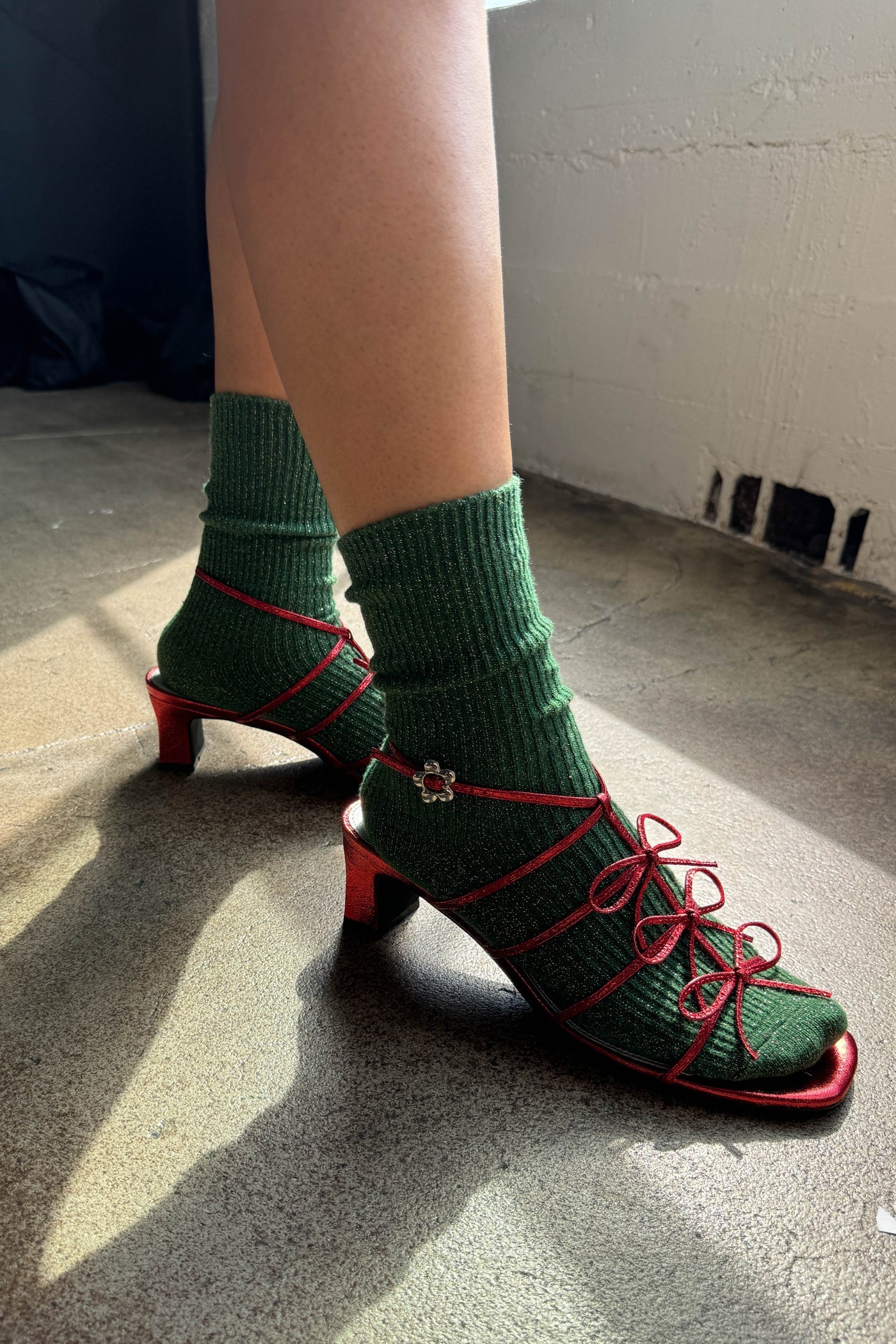 Winter Sparkle Socks, Evergreen