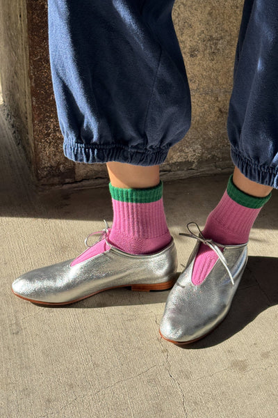 Color Block Girlfriend Socks, Rose Green