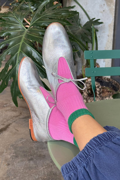 Color Block Girlfriend Socks, Rose Green