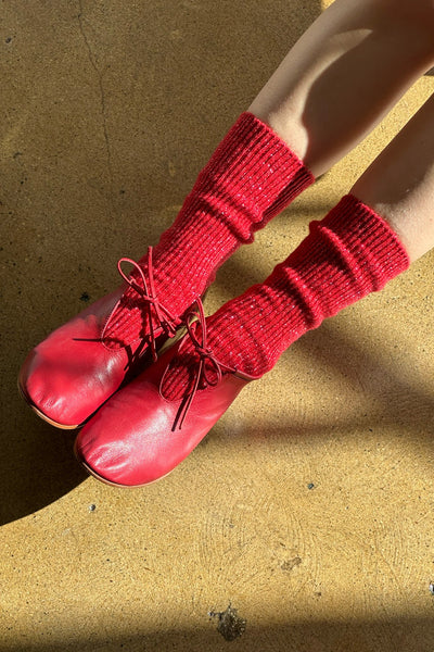 Winter Sparkle Socks, Poinsettia