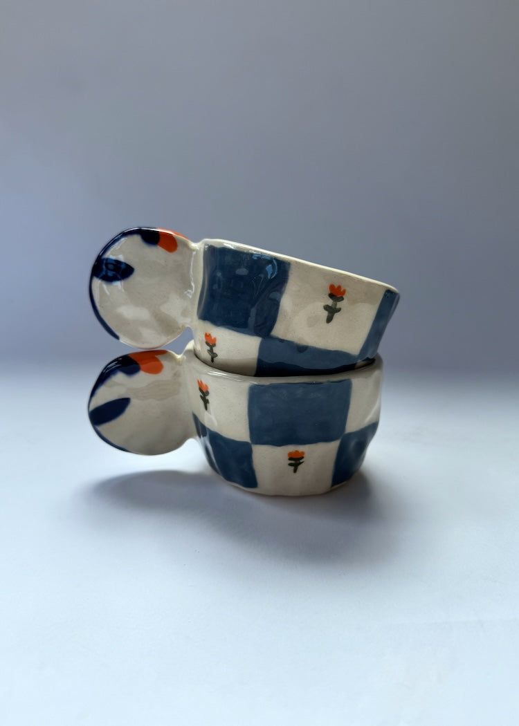 Blue Checkered Art Mug