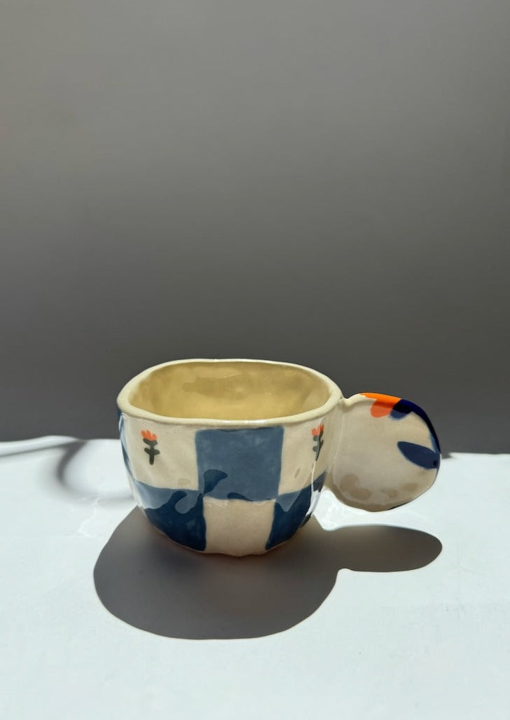 Blue Checkered Art Mug