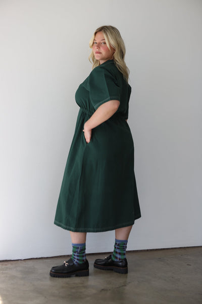 Long Utility Dress, Hunter Green