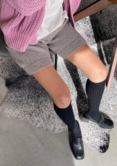 Schoolgirl Socks, Black Merino Wool Blend