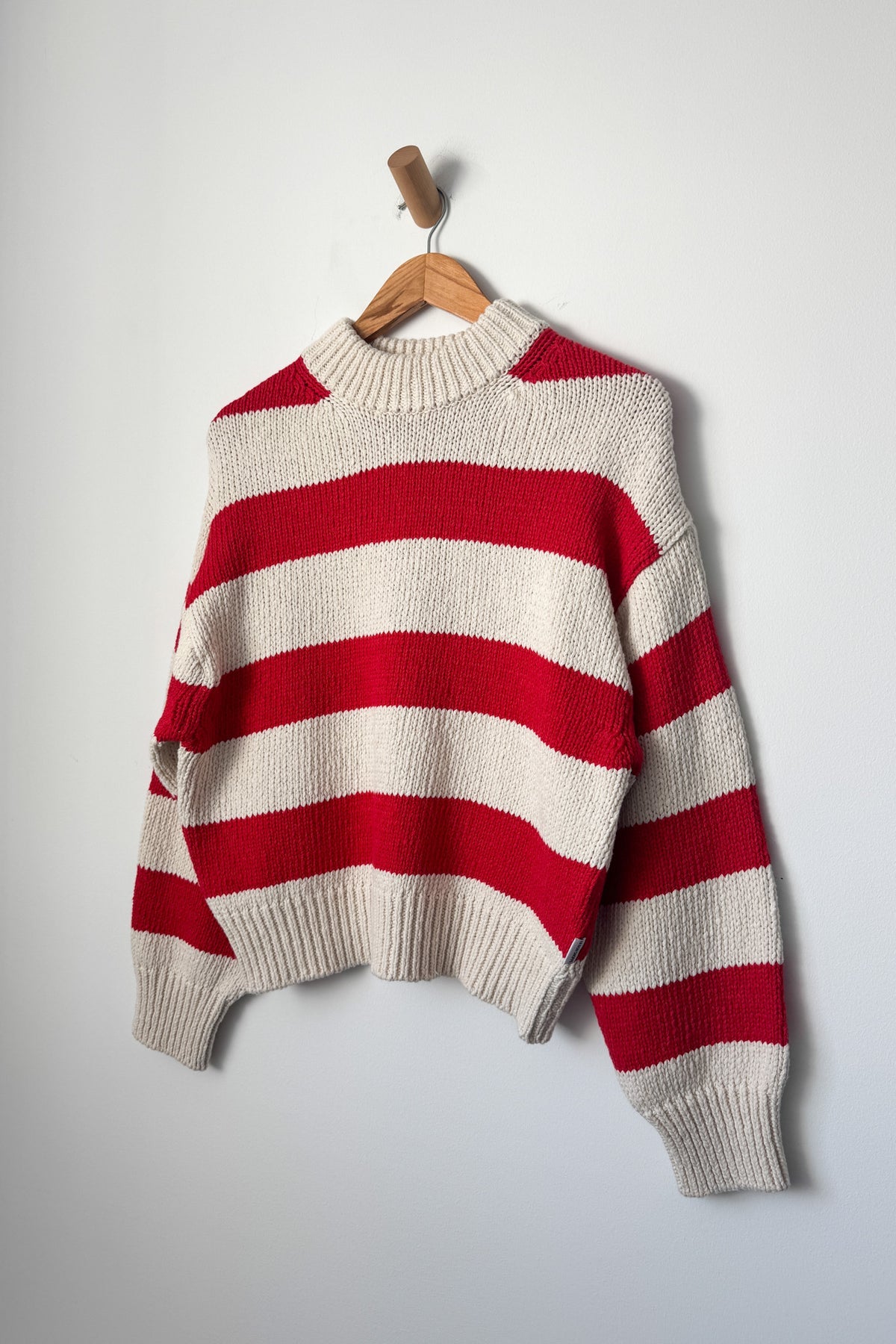 Zoe Cotton Sweater, Red Stripe