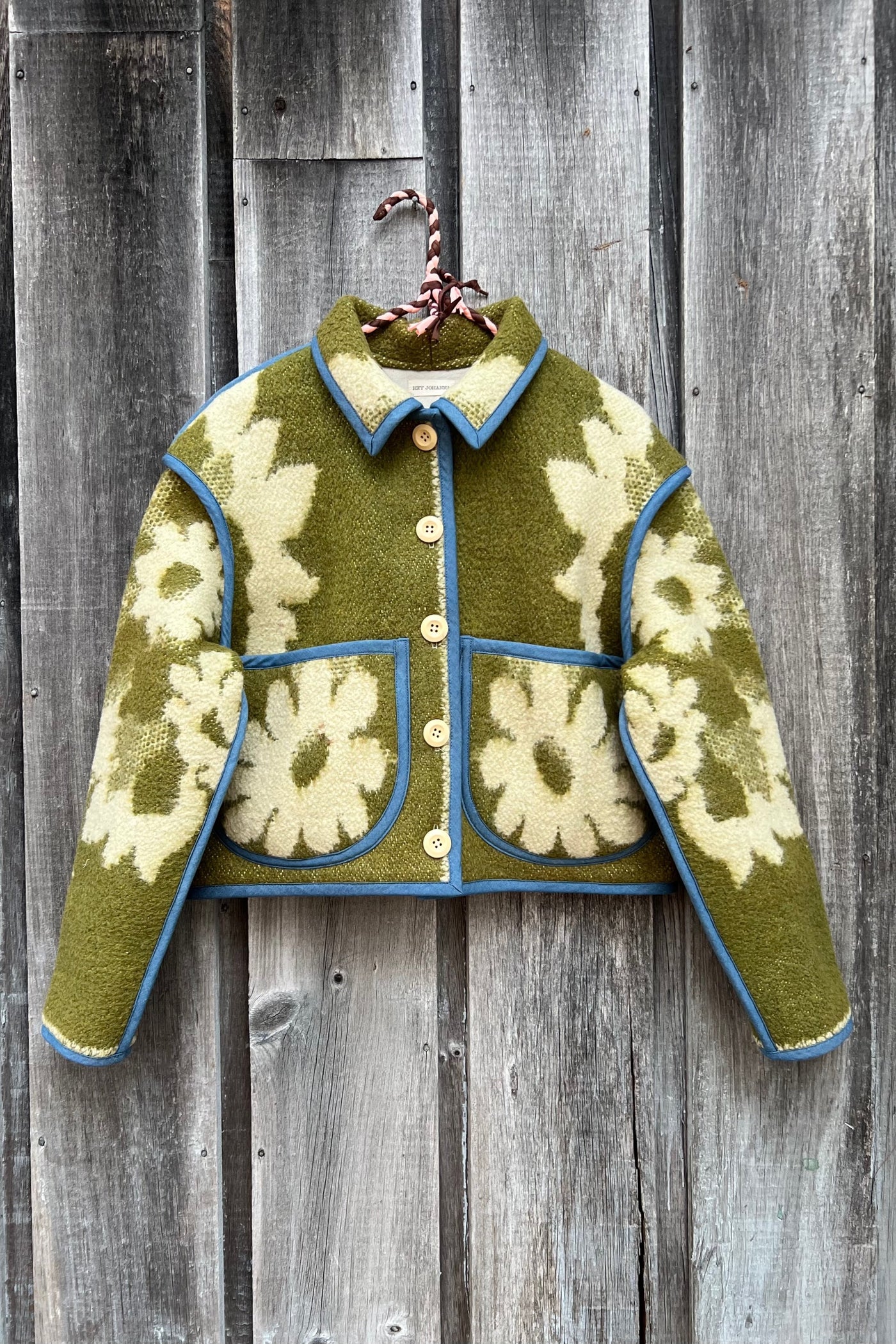 Green Daisy Crop Coat