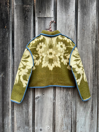 Green Daisy Crop Coat