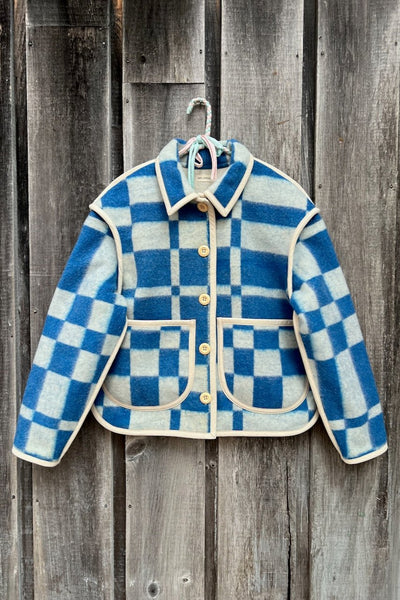 Blue Check Car Coat