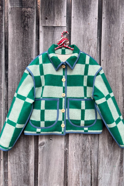 Green Check Crop Coat