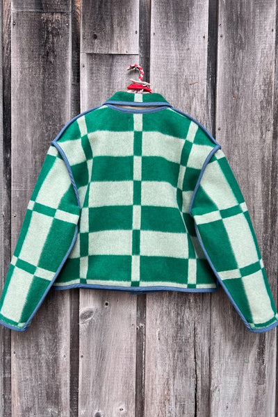 Green Check Crop Coat