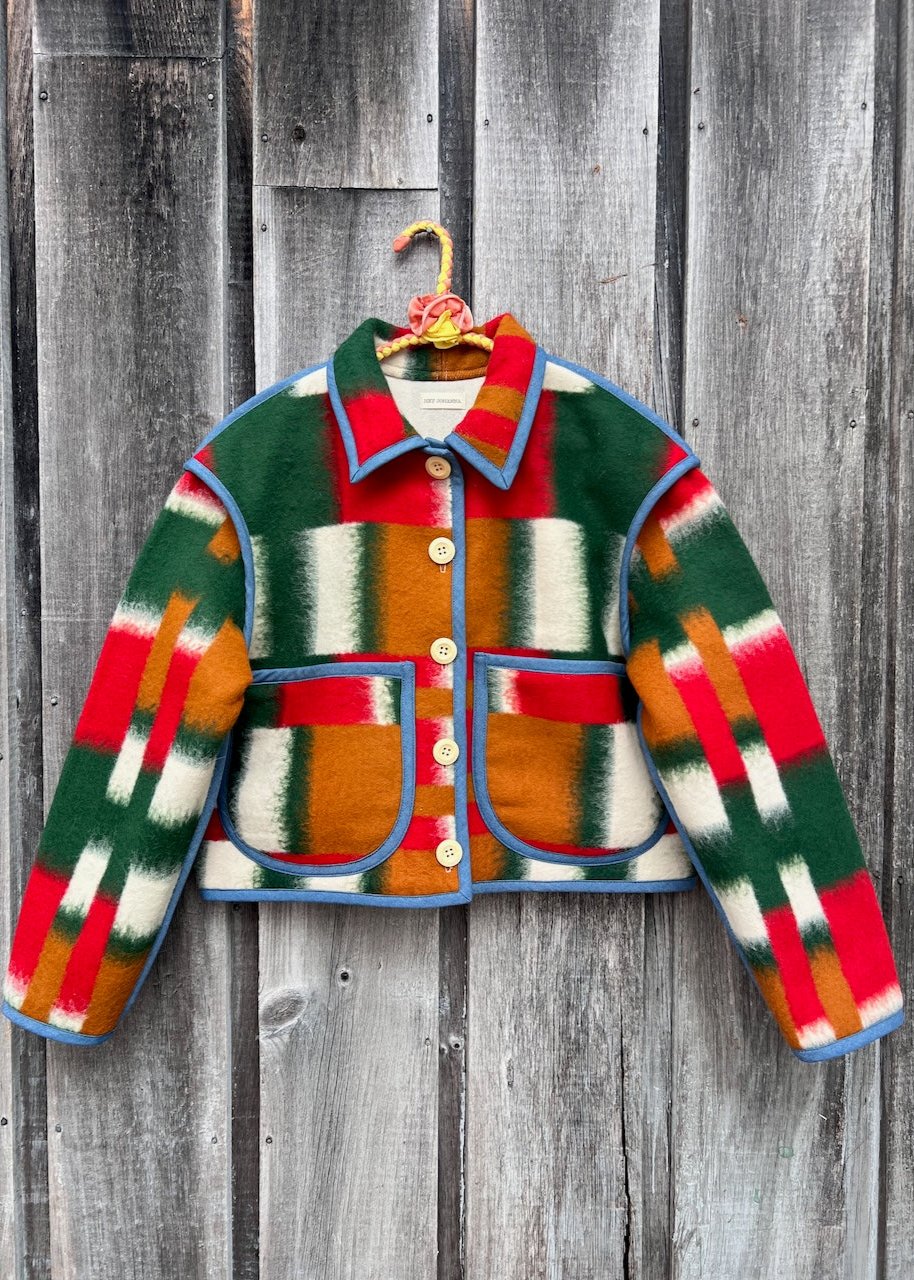 Green /Orange/Red Crop Coat