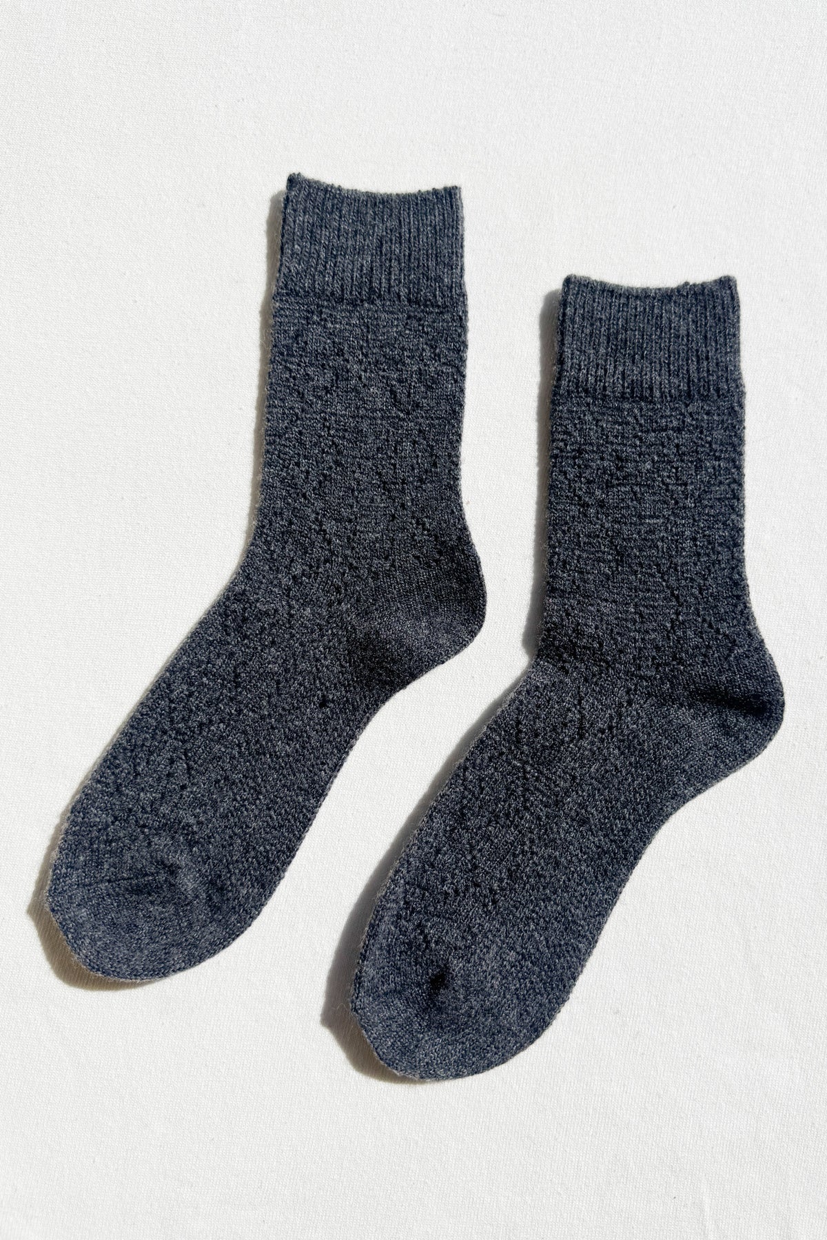 Cashmere Pointelle Socks, Charcoal