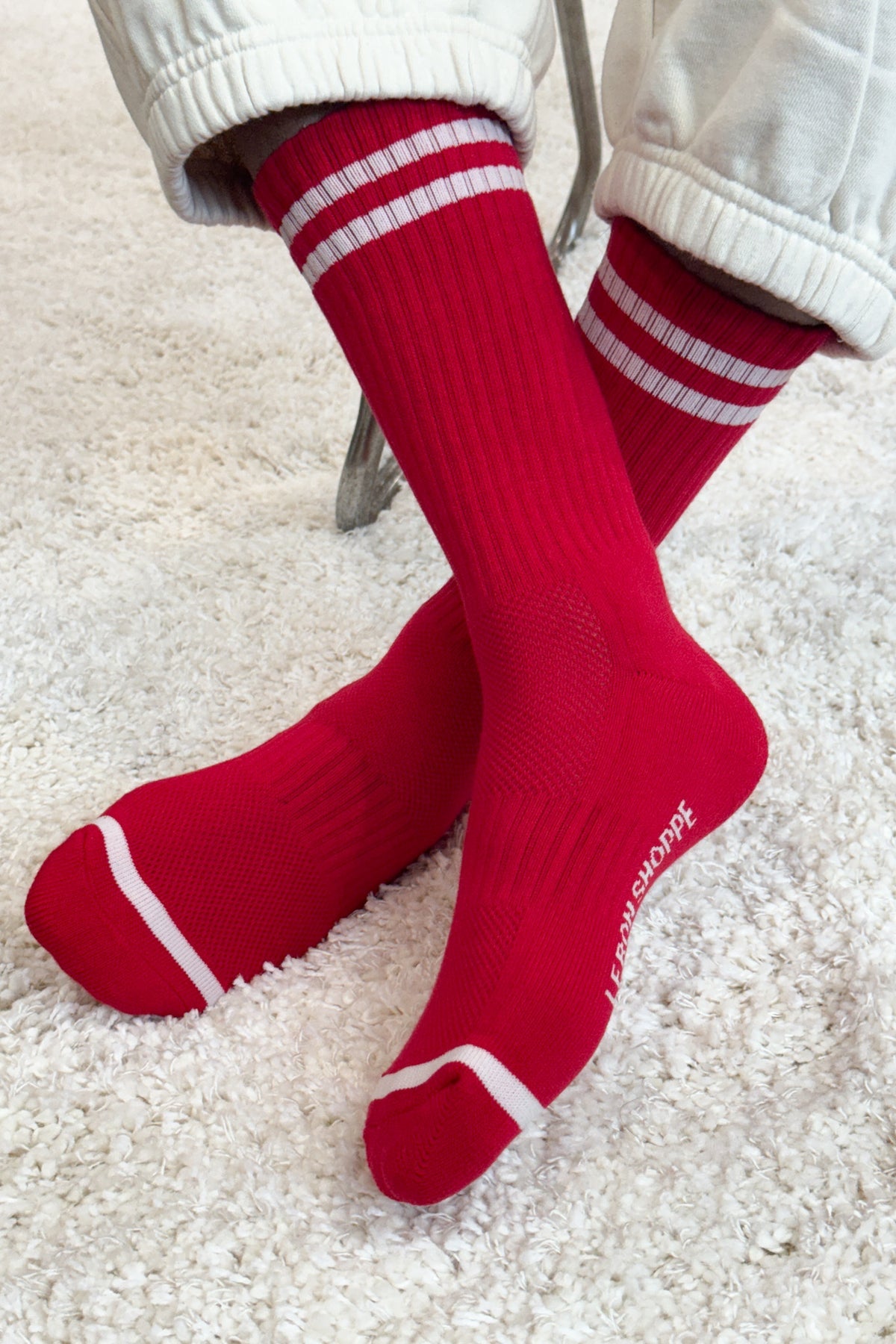 Extended Boyfriend Socks, Red