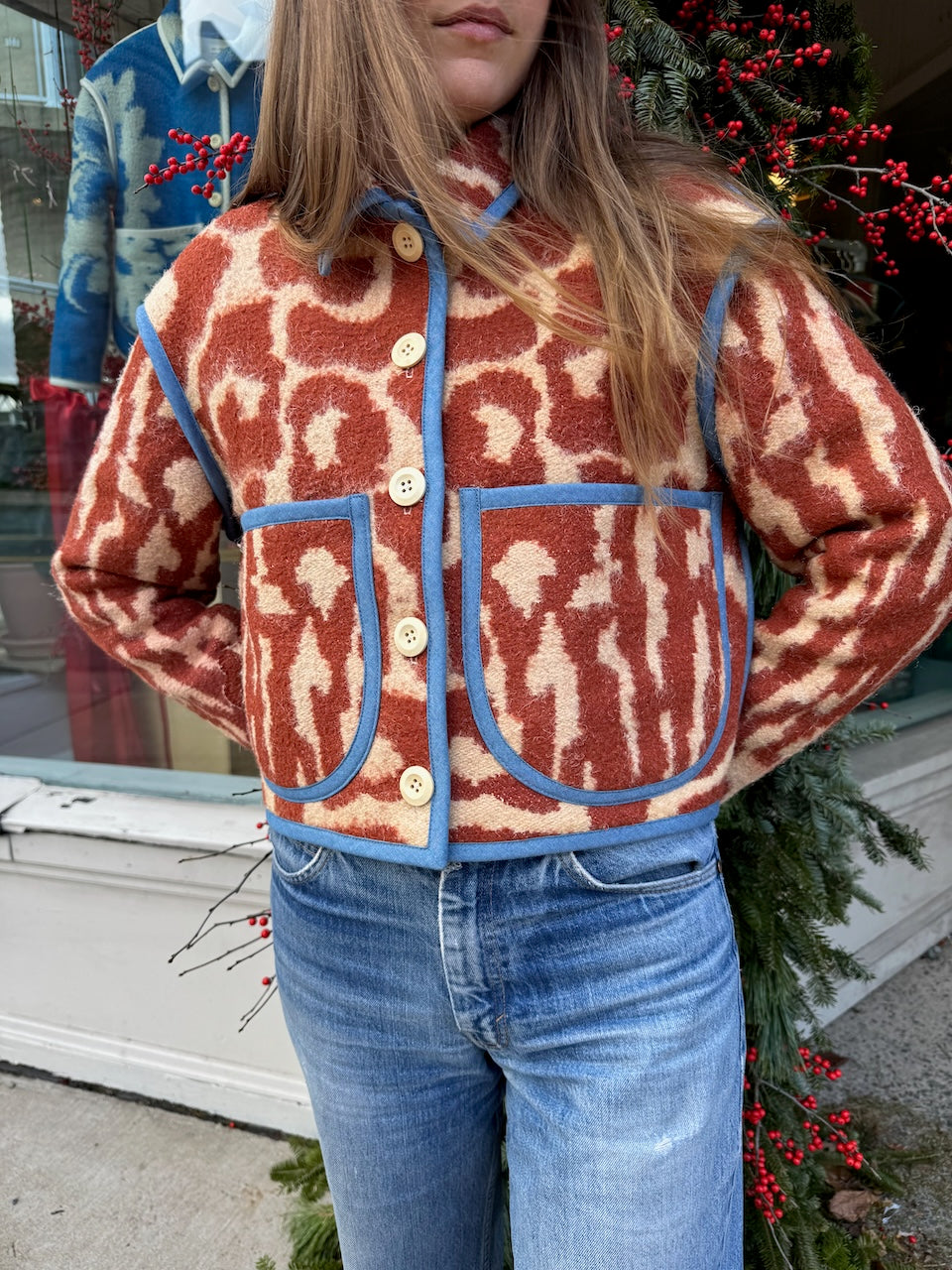 Menagerie Crop Coat in Red