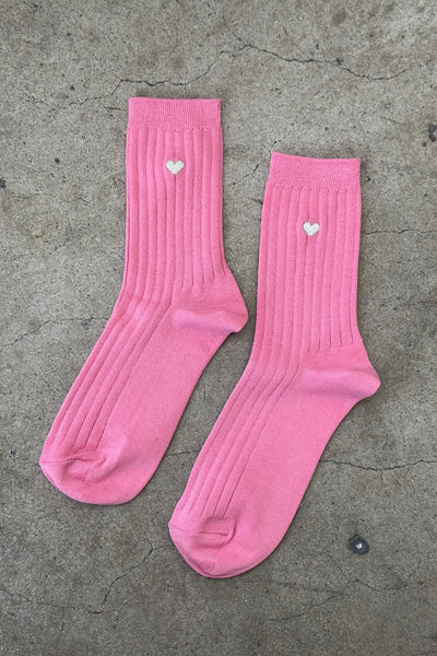 Embroidered Her Socks, Pink Water + Heart