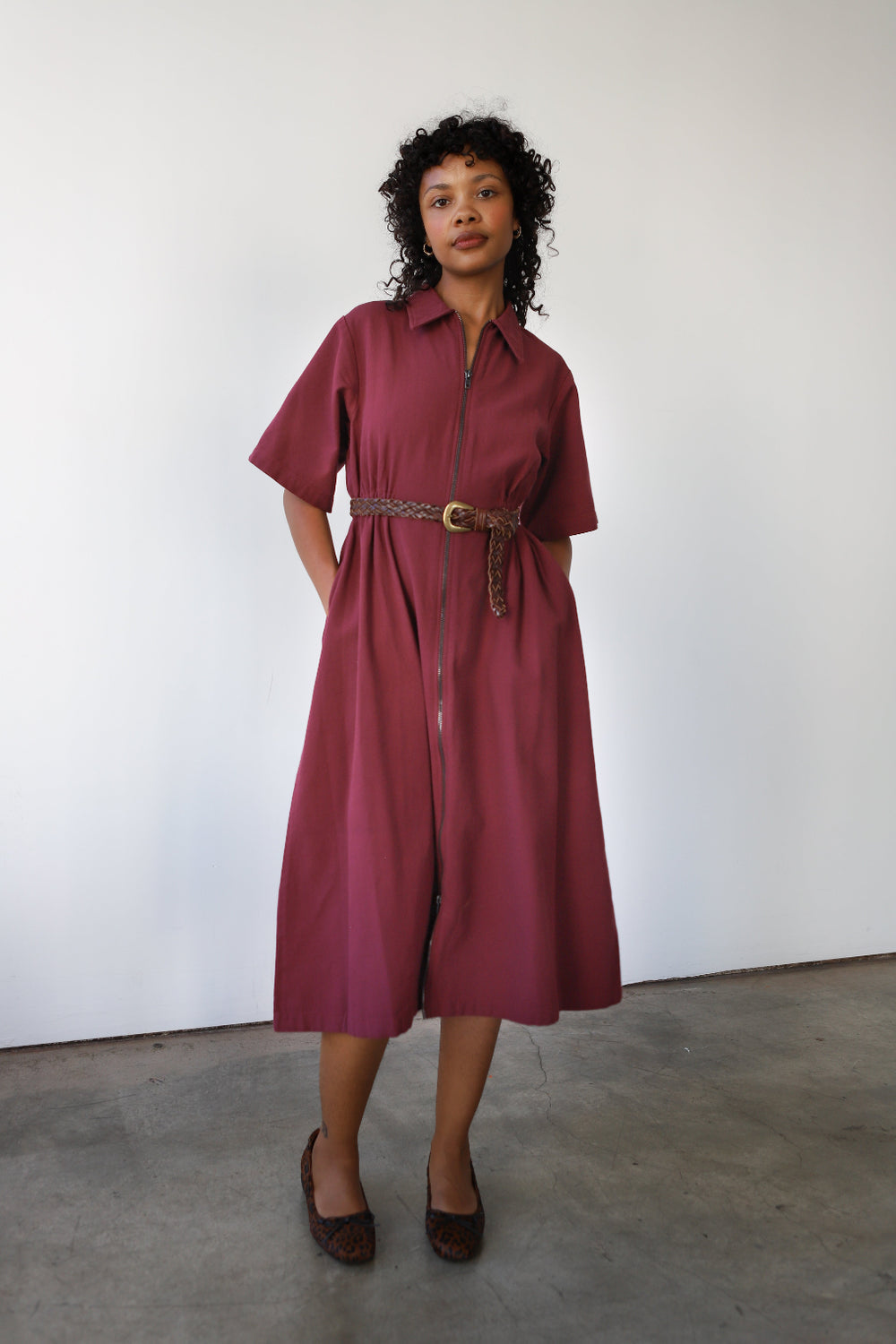 Long Utility Dress, Bordeaux