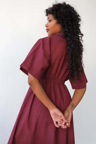 Long Utility Dress, Bordeaux