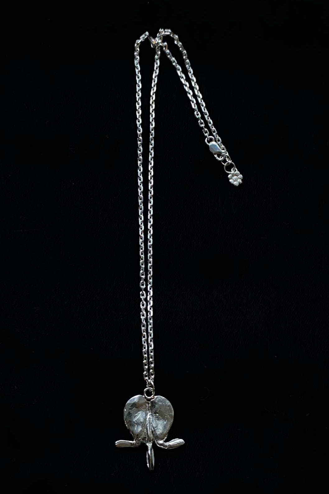 Big Bleeding Heart Charm Necklace, Silver