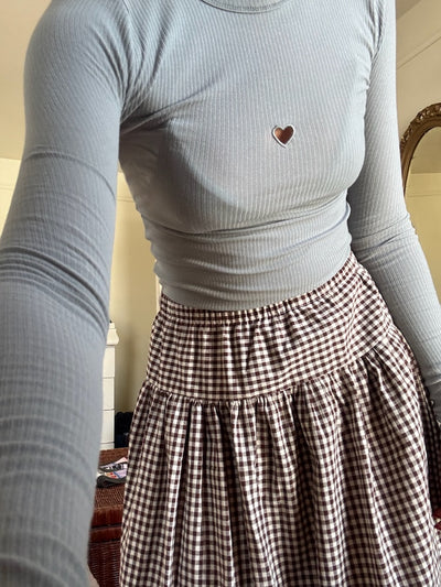 Heart Long Sleeve Tee, Bow Blue