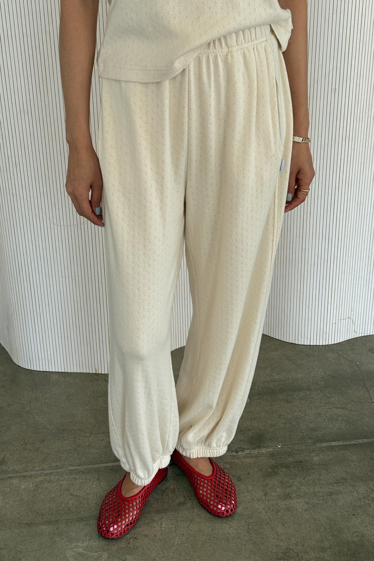 Pointelle Balloon Pants, Naturel