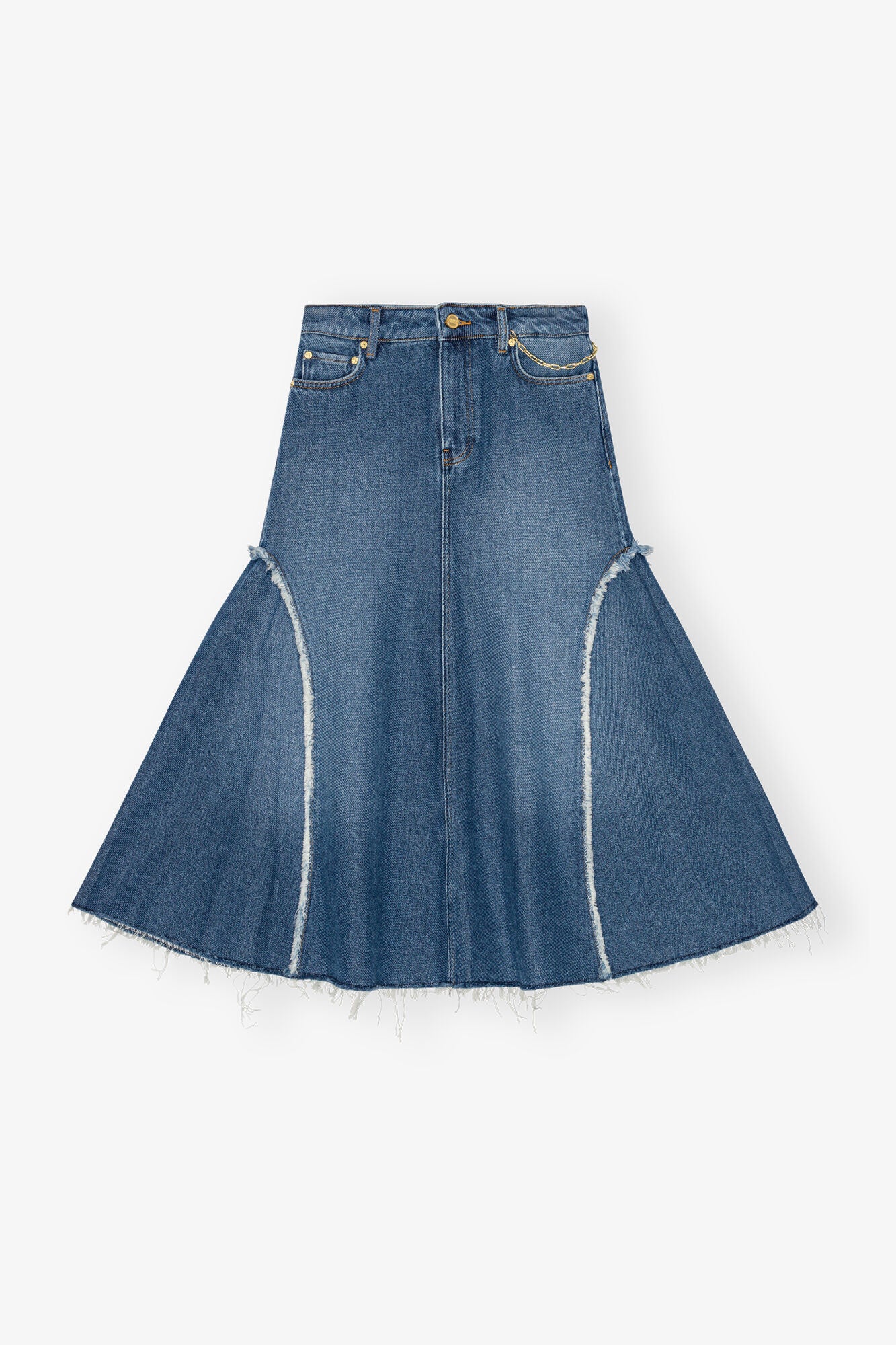 Blue Heavy Denim Midi Skirt