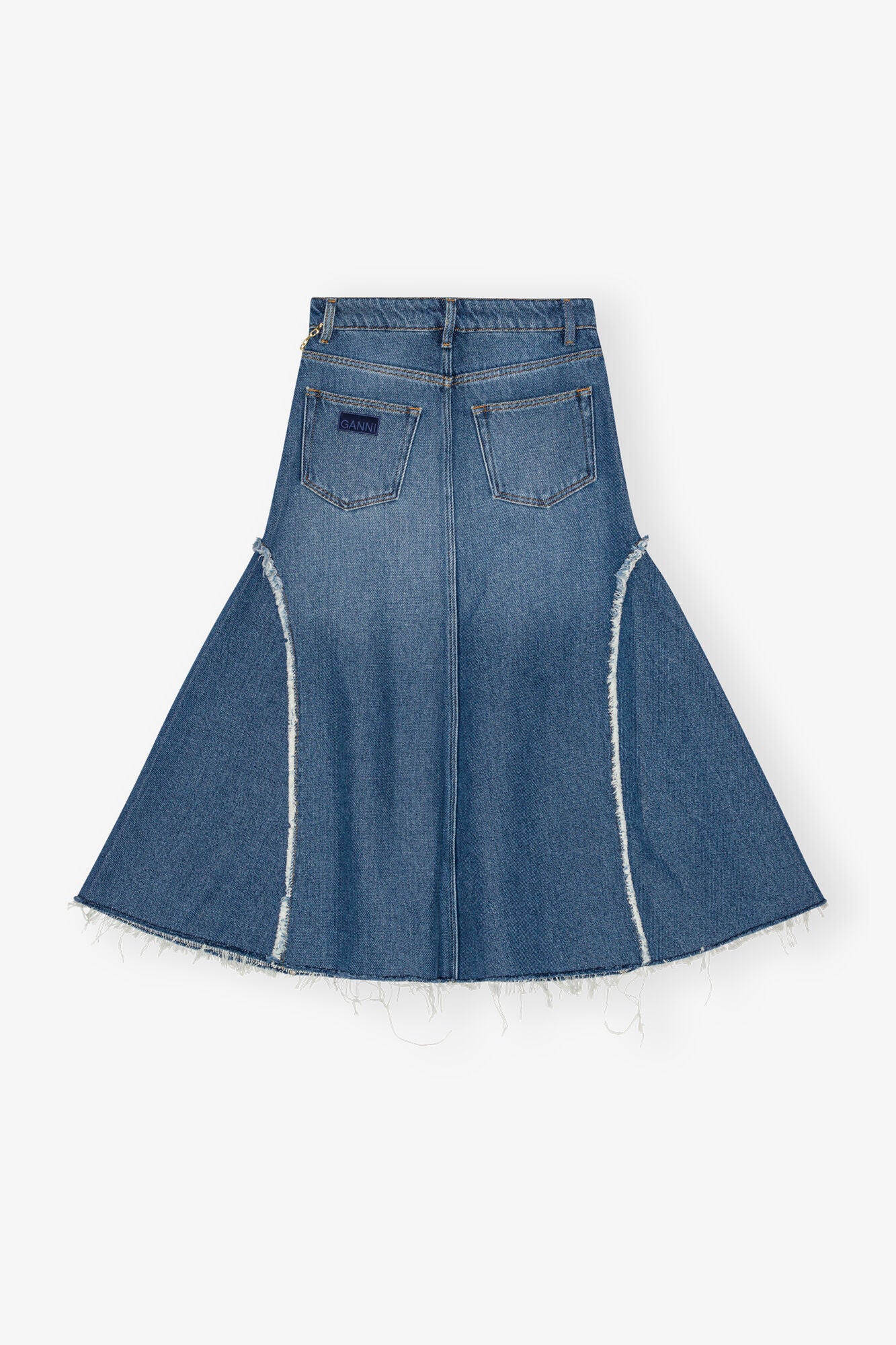 Blue Heavy Denim Midi Skirt