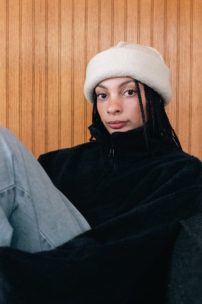 Sherpa Fleece Toque, Creme