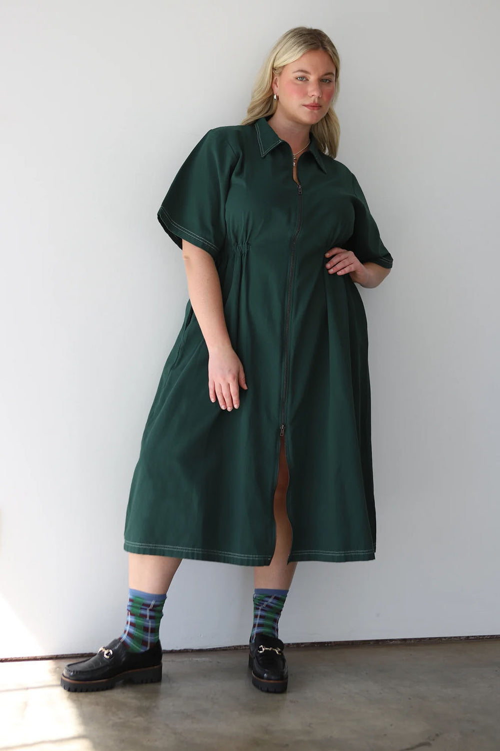Long Utility Dress, Hunter Green