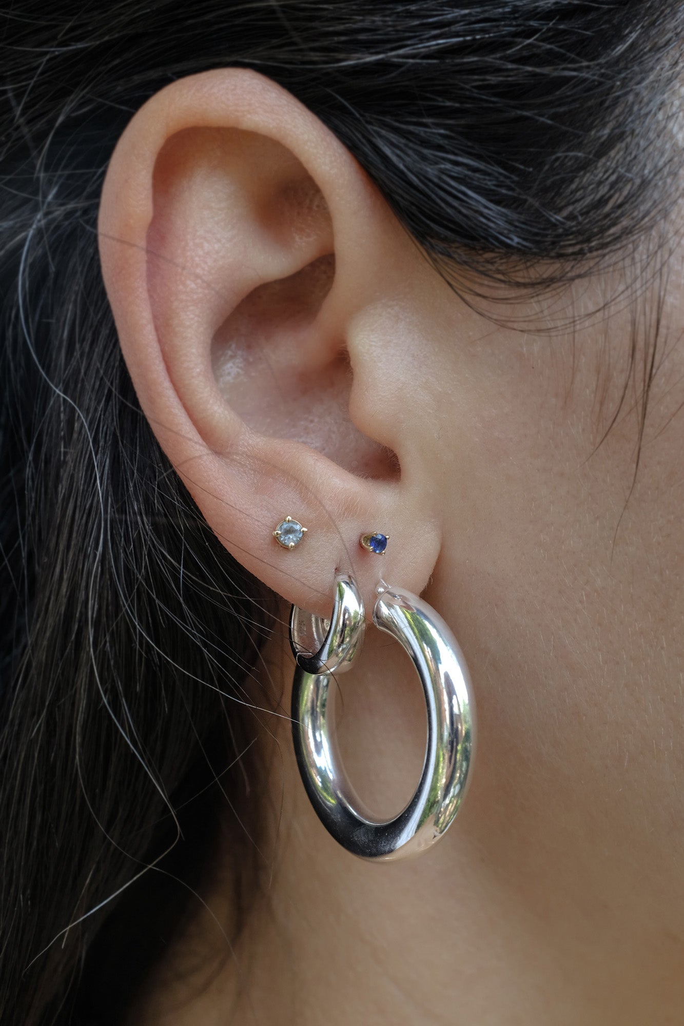 Large Chunky Hoops, Silver