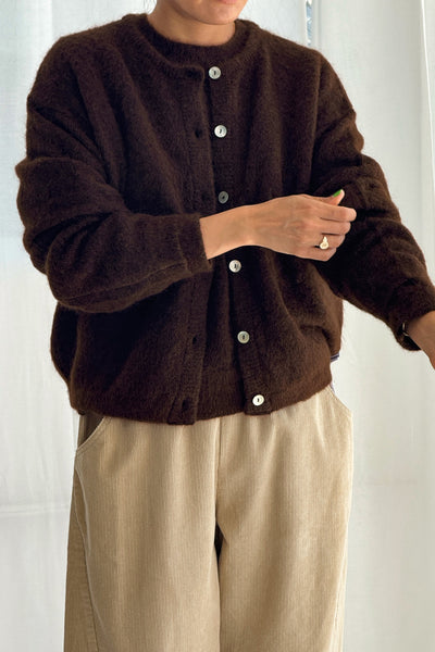 Leila Mohair Cardigan, Coca Bean