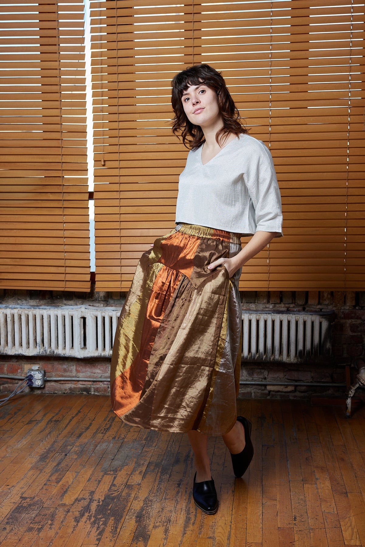 Mara Skirt, Metallic Stripe