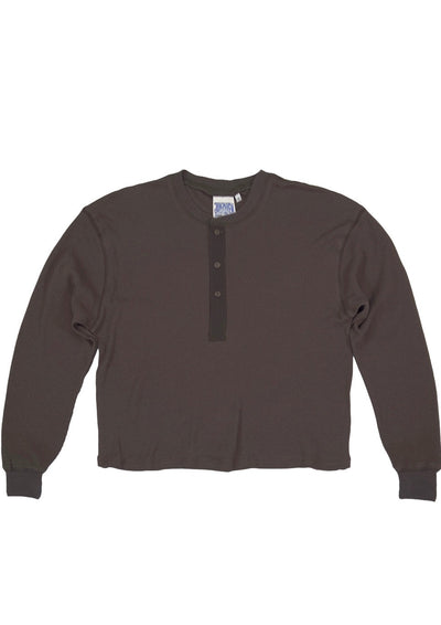 Mesa Cropped Thermal Henley, Coffee Bean
