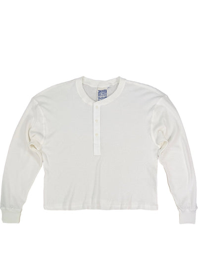 Mesa Cropped Thermal Henley, Washed White