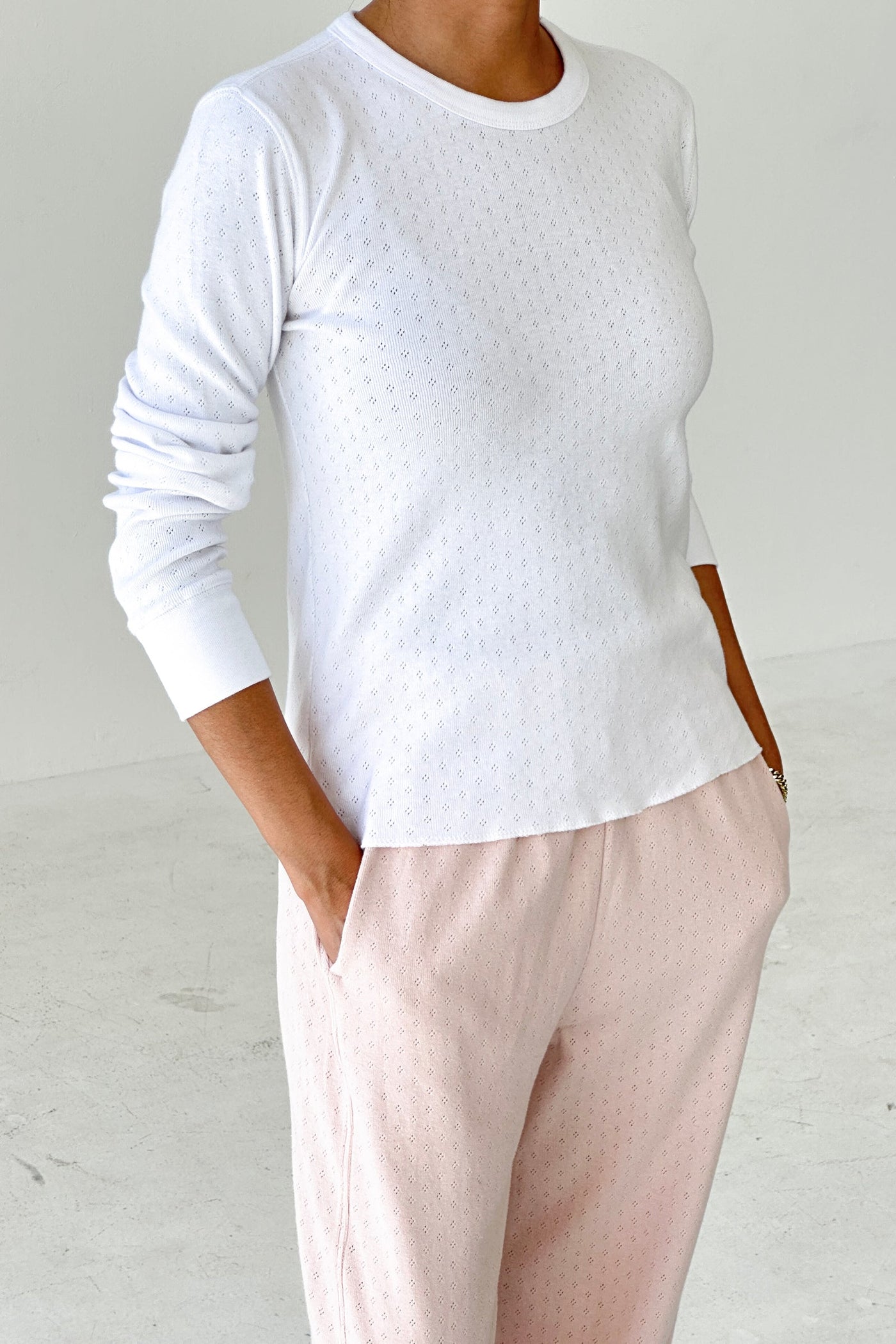 Pointelle Fundamental Tee, Snow White