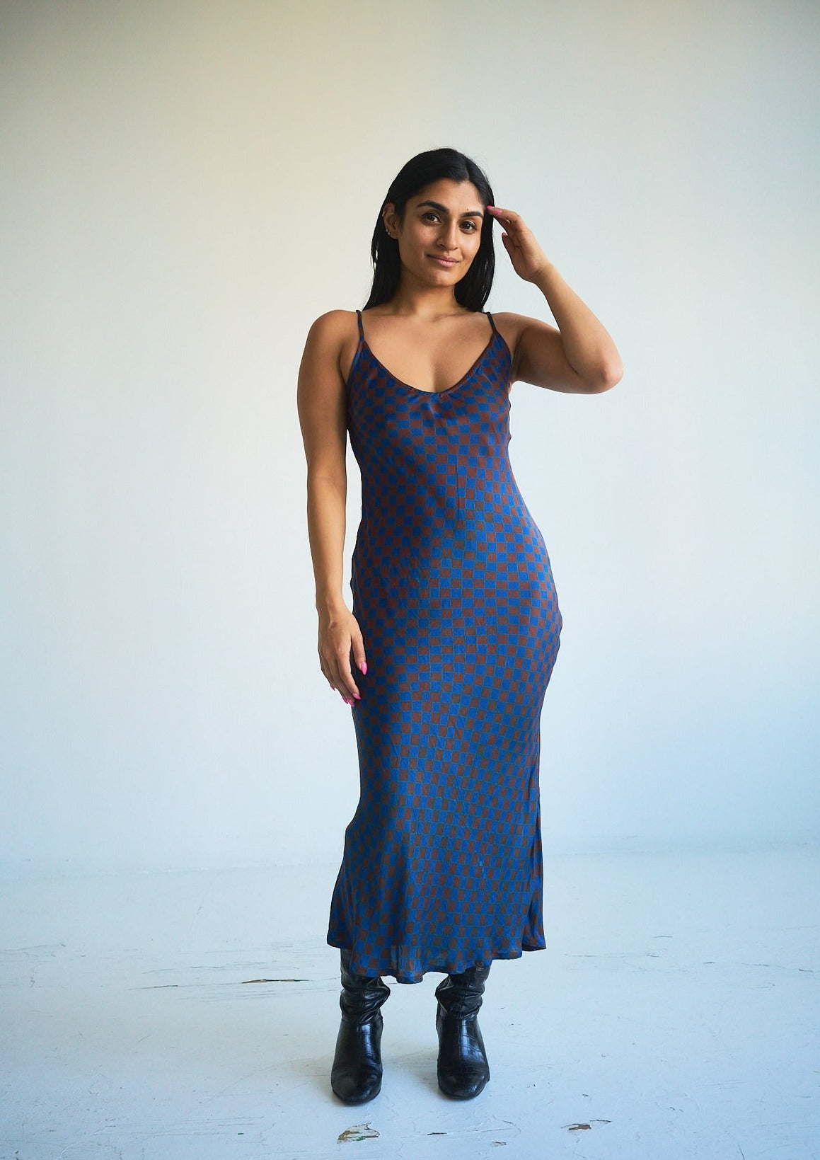 Frida Slip Dress, Quora Diamond Block Print