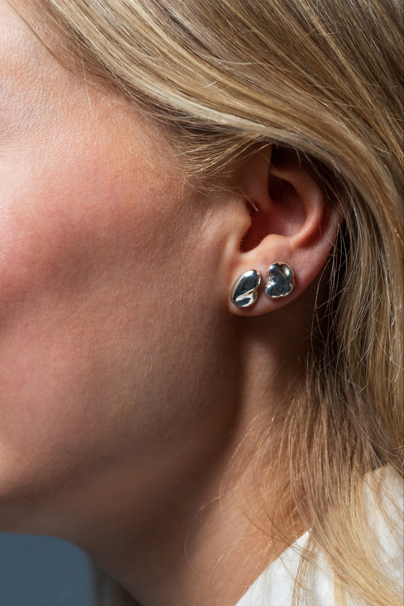 Feuille Single Stud Earring, Silver