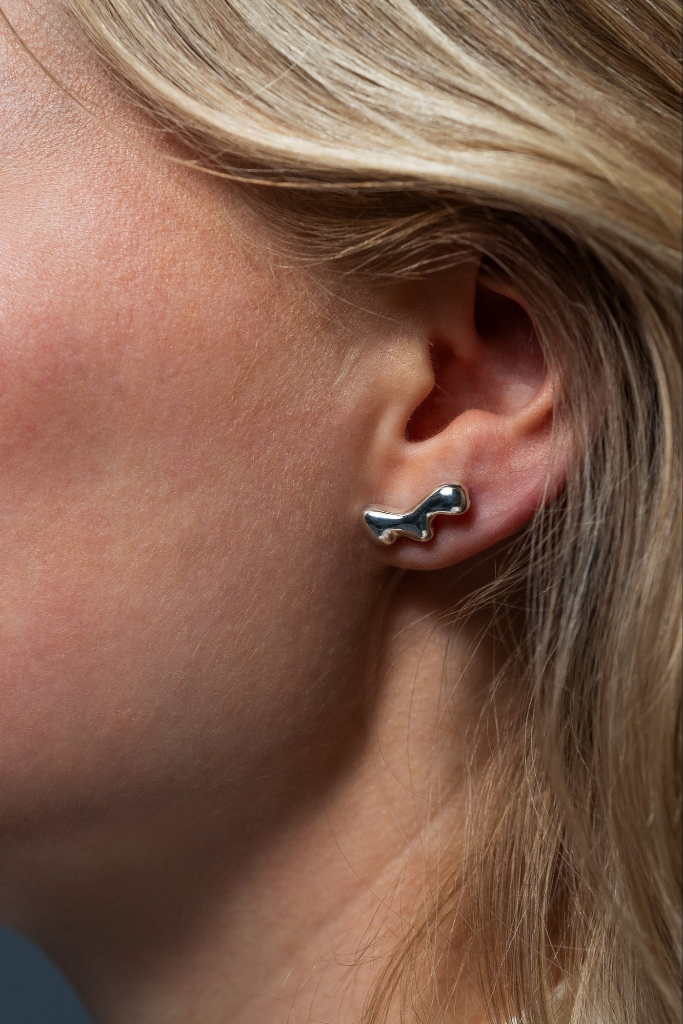 Lunel Single Stud Earring, Silver